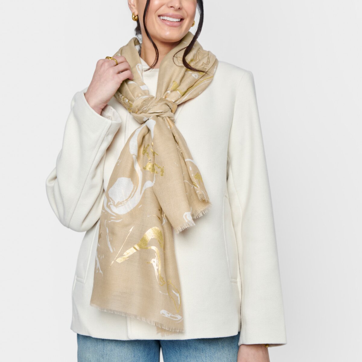 PRINTED FOIL SCARF | MARBLE